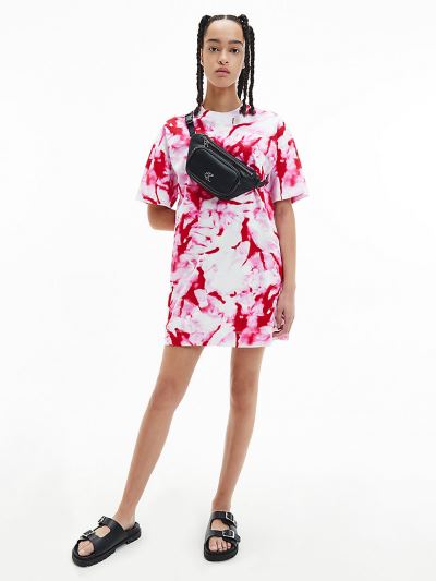 Calvin Klein Ruhák HU963046 | Calvin Klein All-Over Printed Női Pólóruha Rózsaszín